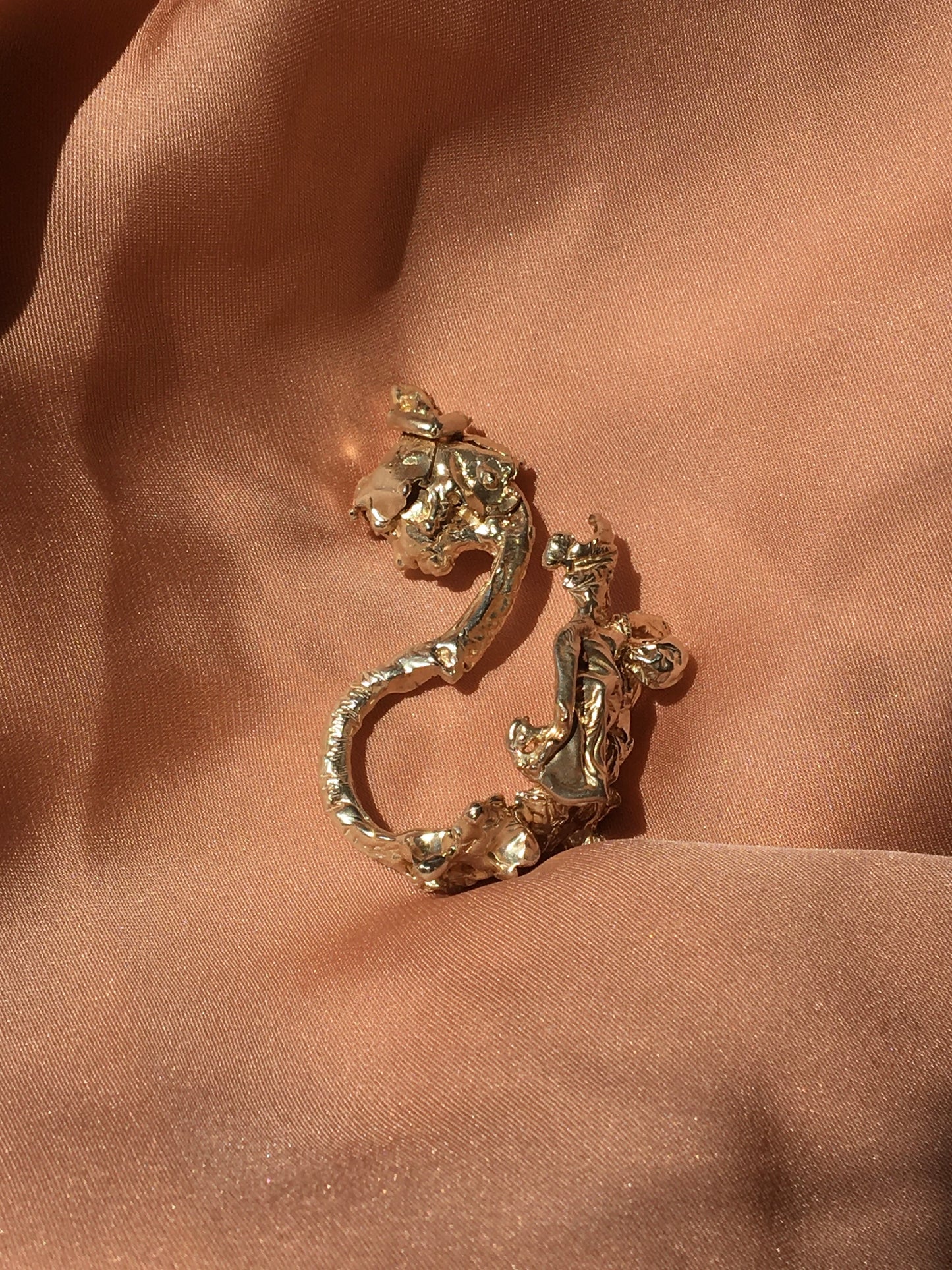 One-of-a-Kind Silver Ring – Hand-Carved Floral Fairy Design
