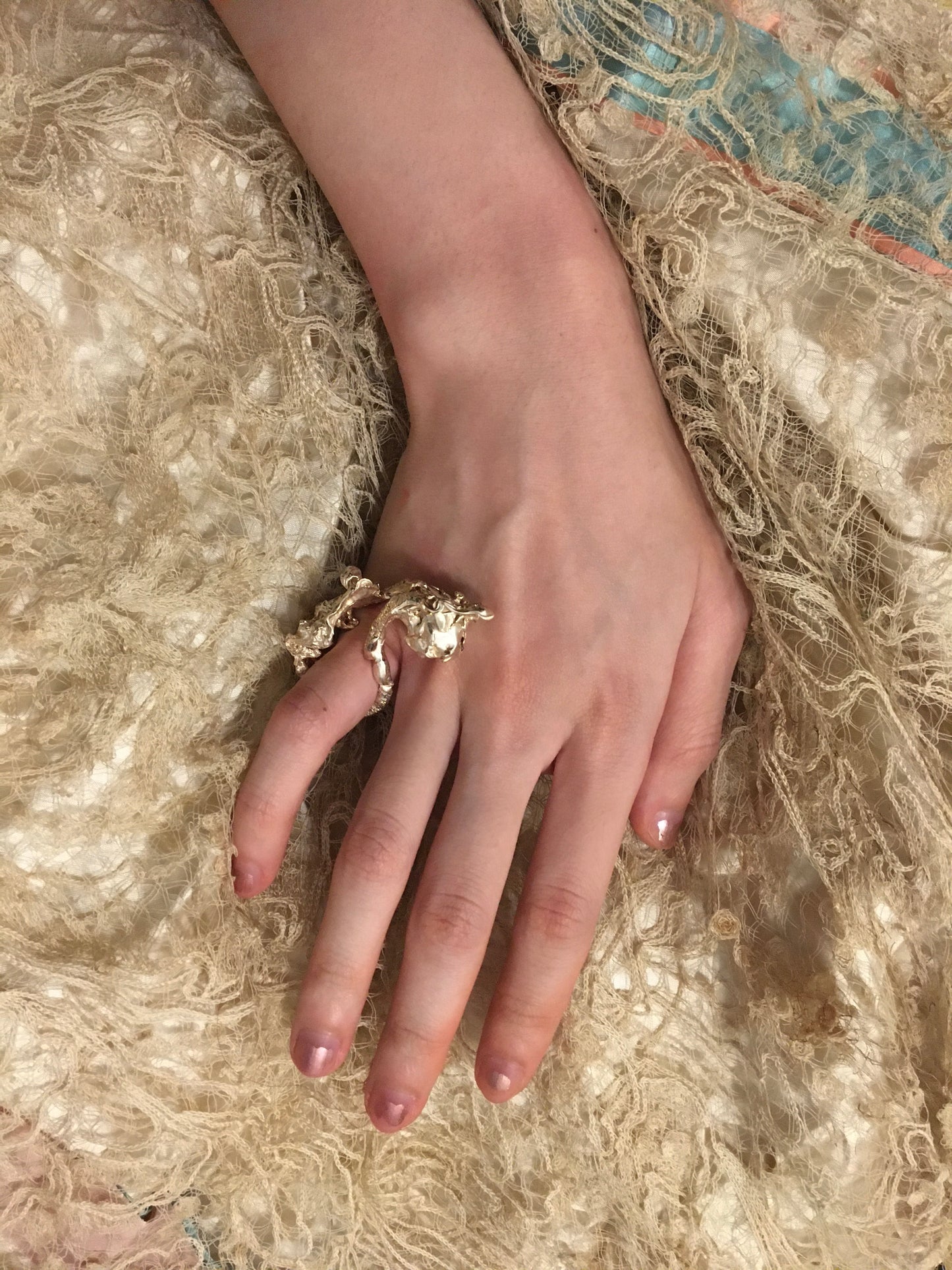 One-of-a-Kind Silver Ring – Hand-Carved Floral Fairy Design